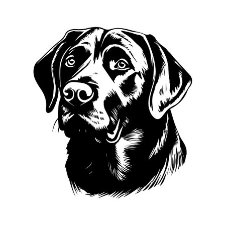 Black and white illustration of a labrador.のイラスト素材