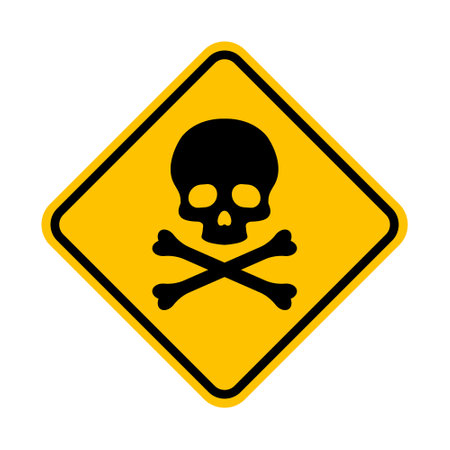 Skull and crossbones sign in rhombus shape.のイラスト素材
