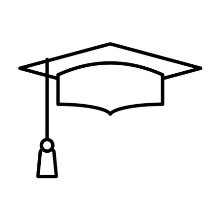 Mortarboard icon design in linear style. Vector.のイラスト素材