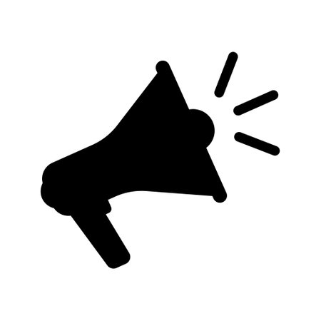Illustration of a megaphone black silhouette icon. Vector.のイラスト素材