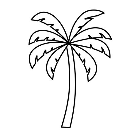 Illustration of palm tree in linear style. Vector.のイラスト素材