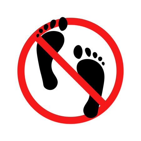 No footprint sign. No walking area icon.のイラスト素材