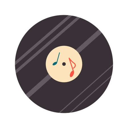 Vintage black vinyl record for gramophone. Flat vector illustration isolated on white backgroundのイラスト素材