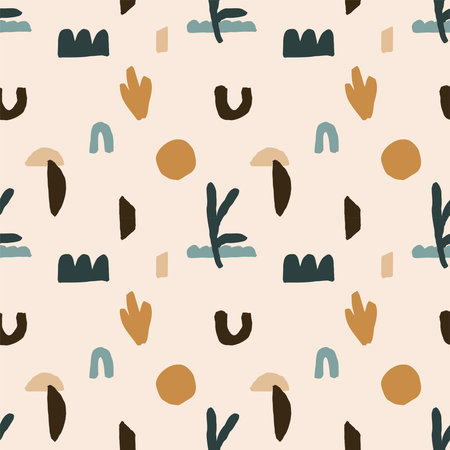 Cute seamless pattern with abstract organic shapes. Vector repeat texture for nursery wallaper, wrapping paper, fabric design, apparel printのイラスト素材