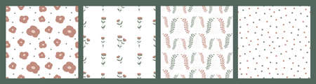 Abstract floral seamless patterns spring collection. Vector simple design for cover, wrapping paper, fabric, home decorのイラスト素材