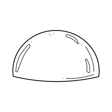 Hand drawn blank glass dome semi sphere. Transparent bubble cover shell in sketch doodle style. Black vector illustration isolated on white backgroundのイラスト素材
