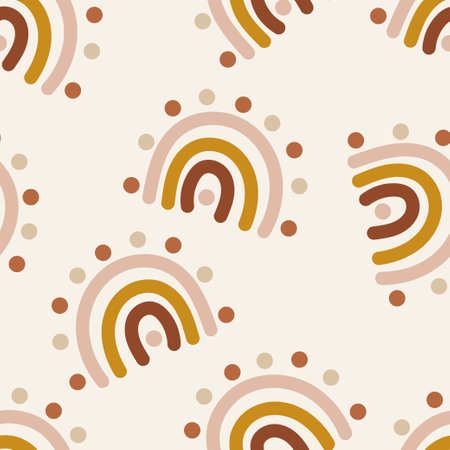 Boho rainbow seamless pattern. Bohemian style wallpaper. Perfect for kids print, wrapping gift paper, web background, greeting card, invitation. vector designのイラスト素材