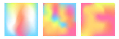 Vector mesh gradient y2k backgrounds set. Abstract fluid aesthetic illustrations. Soft colors pink,...