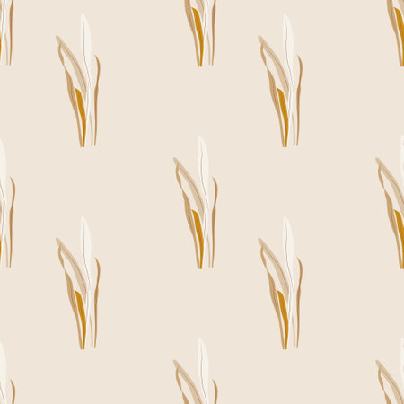 Autumn leaves silhouettes seamless pattern. Botanical background with elegant golden foliage. Vector design for wall decoration, fabric, textile printのイラスト素材