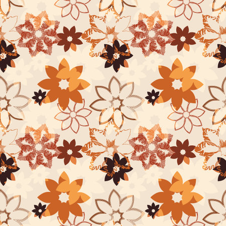 Hand drawn abstract seamless print with cute flowers. Floral summer collage pattern. Elegant fashion template for design. Modern blooming vector textureのイラスト素材