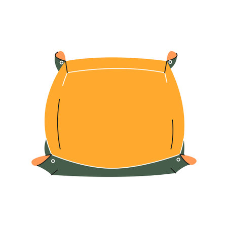 Transplant mat icon. Yellow plastic mat with buttons for repotting house plants. Home gardening concept. Flat vector illustration isolated on white backgroundのイラスト素材