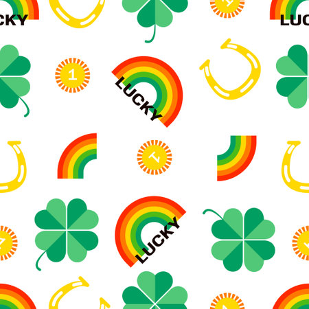 Illustration pour St. Patrick's day seamless with holiday elements. Modern Irish repeating background design. Flat vector illustration - image libre de droit