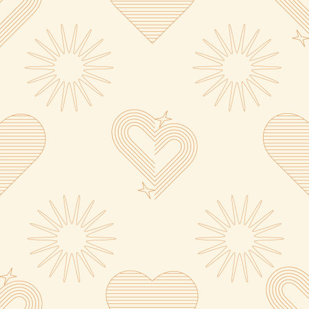 Abstract minimalist Valentine's Day pattern with geometric hearts. Modern seamless background for wedding card, invitation, wallpaper. Vector designのイラスト素材