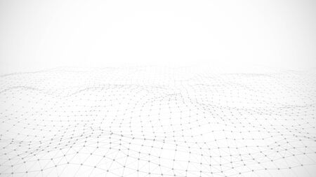 Abstraction composition on black and white backdrop. Connection structure. Background with connecting triangulars, dots and lines. 3d rendering.の写真素材