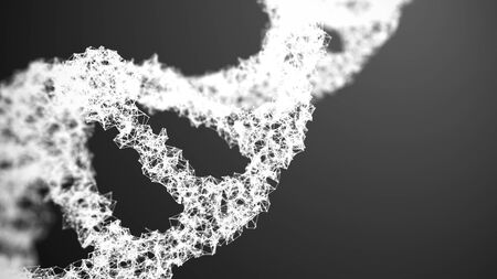 3D illustration DNA. Abstract digital connection dots and lines. DNA structure. Data technology background. Sound wave. 3d renderingの写真素材