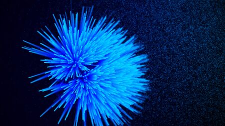 Abstract connetion sphere with dots and lines. Atom fission 3d, blue fireworks, big bang, speed of...