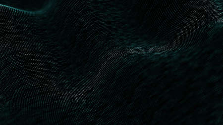 Wave of particles. Futuristic point wave. Abstract background with a dynamic wave. 3d renderingの写真素材