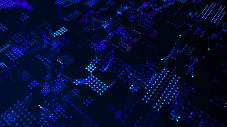 Abstract technological background. microcircuit and computer parts. City of the future. 3d rendering