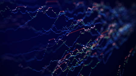 Trading chart on a dark background. binary options. line graph with big date. 3d renderingの写真素材