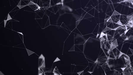 Black and white background with connecting triangulars, dots and lines. Futuristic polygonal...