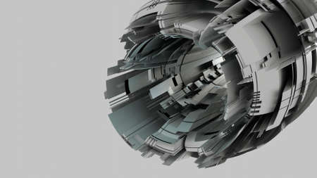Abstract sci-fi tunnel 3d render illustration. The future of the spaceship. engine nano technology