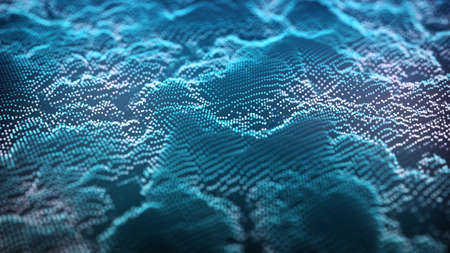 Wave of particles. Futuristic point wave. Abstract background with a dynamic wave. 3d rendering