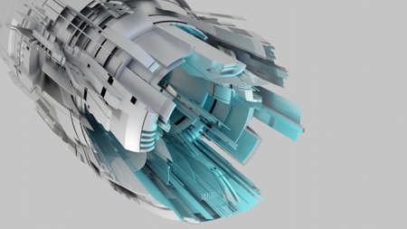Abstract sci-fi tunnel 3d render illustration. The future of the spaceship. engine nano technology
