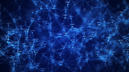 Abstraction composition on a backdrop. Connection structure. Background with connecting triangular, dots and lines. 3d rendering.の写真素材