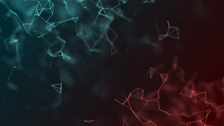 Abstraction composition on a backdrop. Connection structure. Background with connecting triangulars, dots and lines. 3d rendering.の写真素材