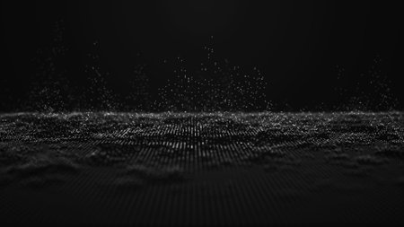 Wave of particles. Futuristic point wave. Abstract background with a dynamic wave. 3d renderingの写真素材