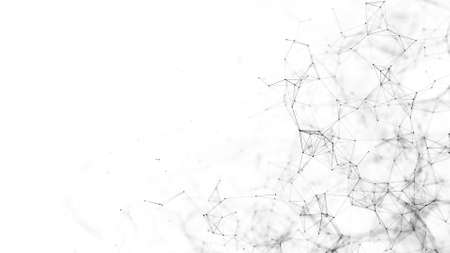 Abstraction composition on black and white backdrop. Connection structure. Background with connecting triangulars, dots and lines. 3d rendering.の写真素材