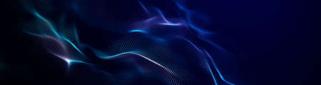 Wave of particles. Futuristic point wave. Abstract background with a dynamic wave. 3d renderingの写真素材