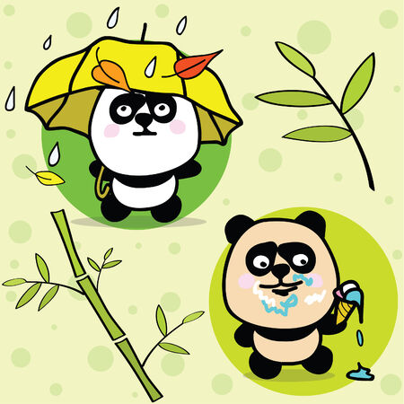 Illustration of two pandasの写真素材