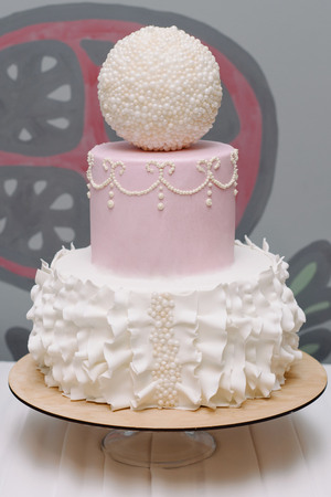 Very nice birthday cake for girl. Sweets for celebrationの写真素材