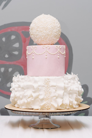 Very nice birthday cake for girl. Sweets for celebrationの写真素材