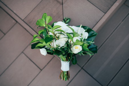 Bouquet for the bride is on the table.の写真素材