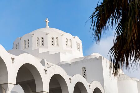 White Church on the romantic Greek island of Santorini.の写真素材