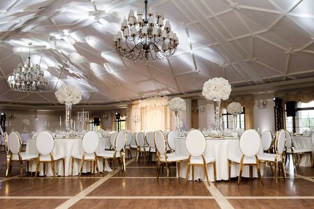 Magnificent table setting for celebrating weddings and other banquets.の写真素材