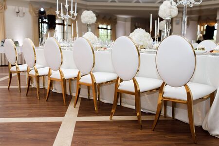 Magnificent table setting for celebrating weddings and other banquets.の写真素材