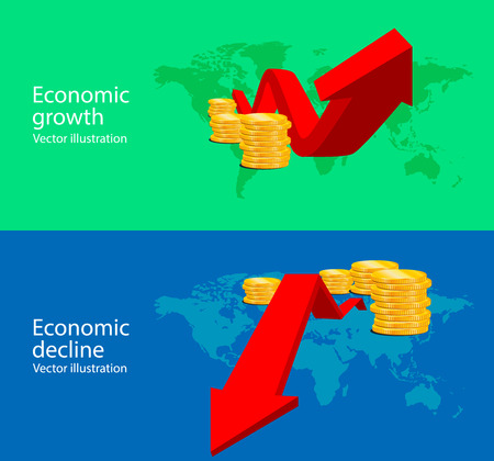 Chart of growth and decline economics. illustration.のイラスト素材