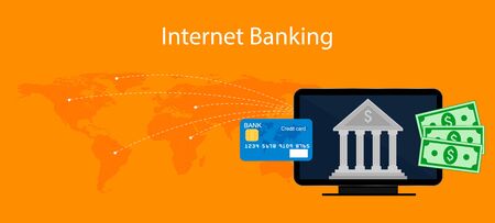Concepts of internet banking, illustration, flat design.のイラスト素材