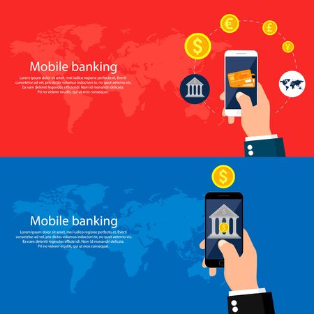 Mobile banking and mobile payment.のイラスト素材