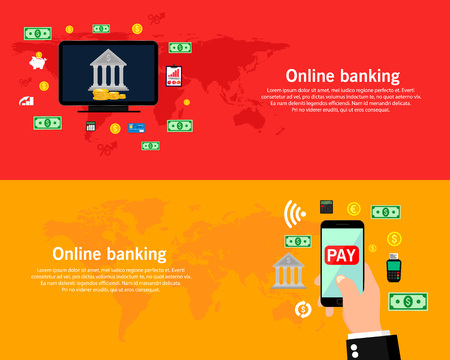 Online and mobile banking. illustration, flat design.のイラスト素材