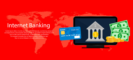 Concepts of internet banking, illustration, flat design.のイラスト素材