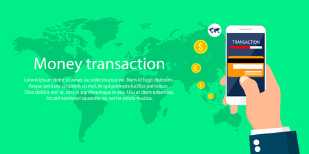 Money transaction, mobile banking and mobile payment.のイラスト素材