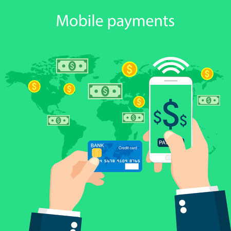 Online and mobile payments concept. Vector illustration.のイラスト素材