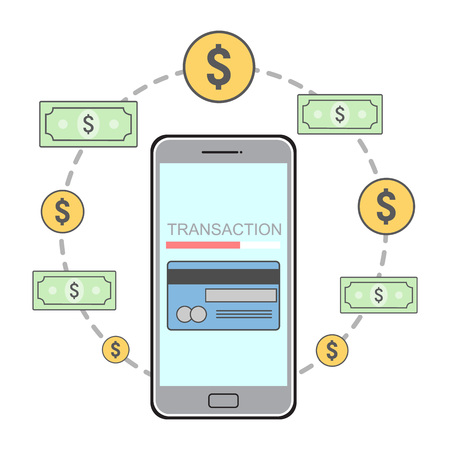 Concepts of online payment methods. Internet banking, purchasing and transaction. Vector illustration.のイラスト素材