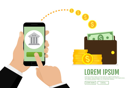 Mobile banking concept. Vector illustration. Flat design.のイラスト素材