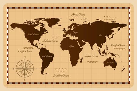 Old world map. Vector illustration.のイラスト素材