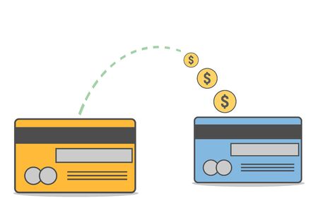 Sending and receiving money wireless with their credit card.のイラスト素材